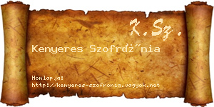 Kenyeres Szofrónia névjegykártya